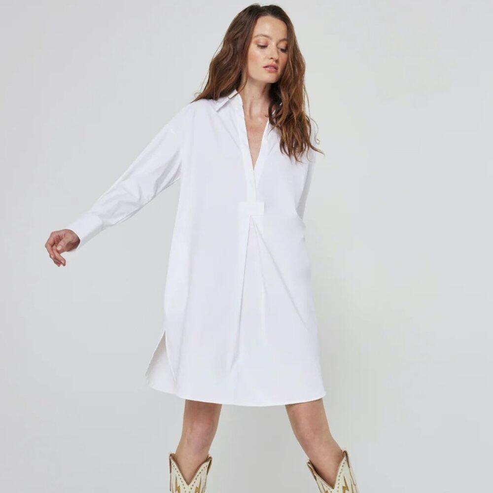 ONA Sag Harbor Dress White Oversized Shirt Dress {D32}